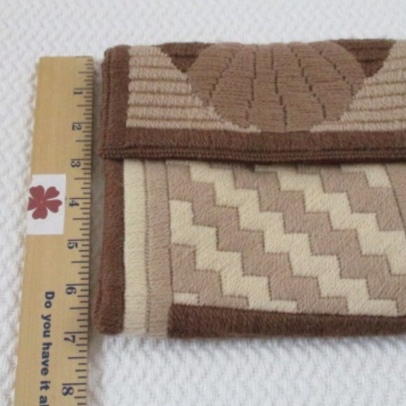 Vintage wool handwoven boho clutch bag brown beige soft lined pouch hand made - Picture 8 of 9